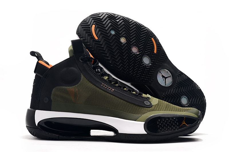 Air Jordan 34 Army Green Black Orange Shoes - Click Image to Close